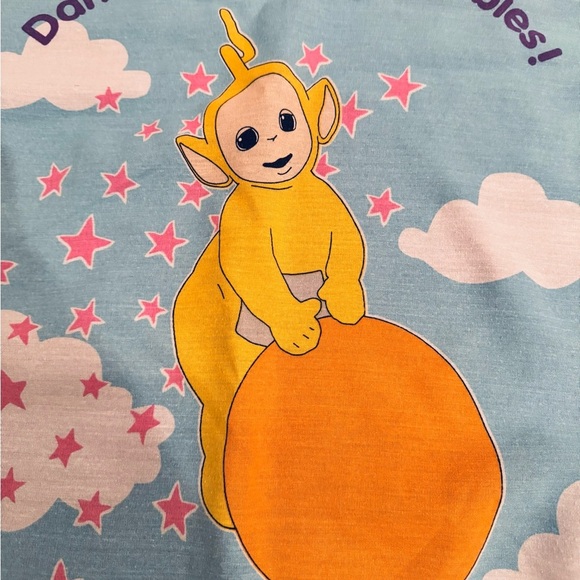 VTG Teletubbies 1998 Toddler Bed Crib Flat Sheet Tinky-Winky Dipsy Laa-Laa Po - Picture 7 of 8